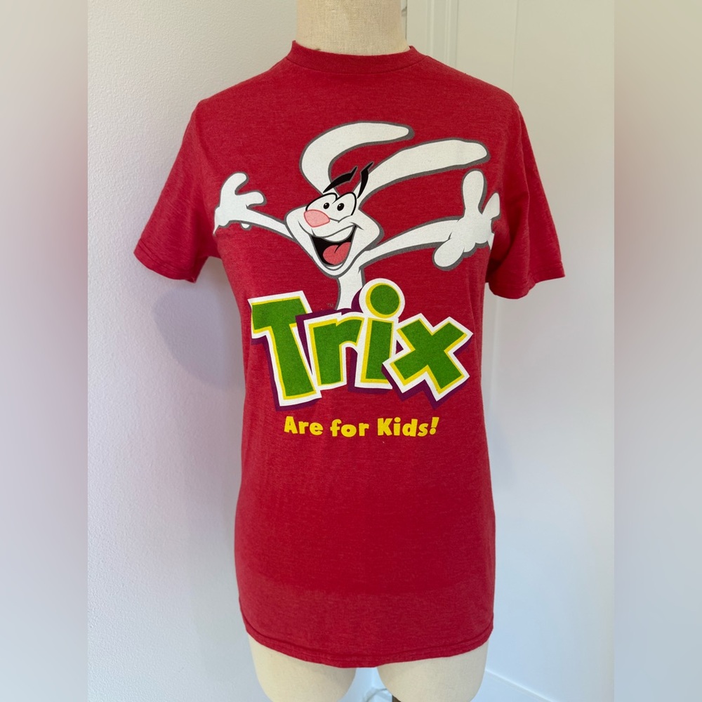 TRIX tshirt size small made of 50/50 cotton/polyester blend.